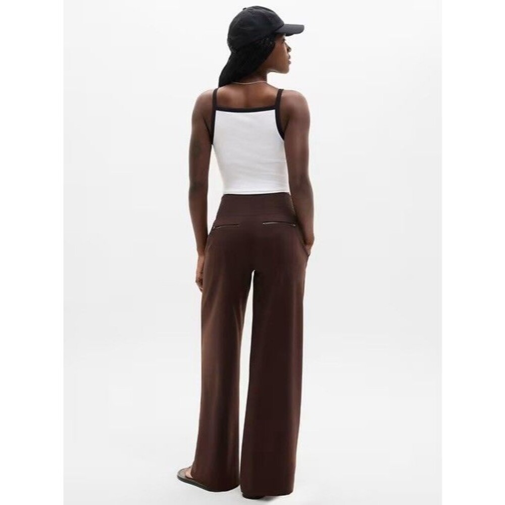 NWT Athleta Venice High Rise Wide Leg Pant Woodland Brown Large Petite UPF 40 - Picture 5 of 10